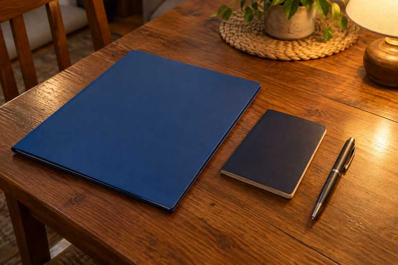 Pochette de documents de déménagement rangée sur une table
