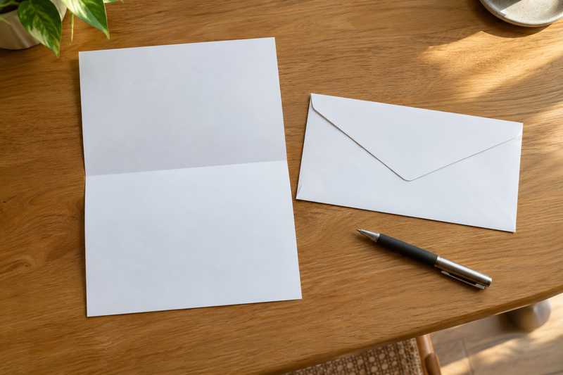 Lettre pliée et enveloppe prêtes à l'envoi sur une table