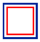 Cadre bleu borde de rouge, embleme de l'agence de demenagement de Maurepas